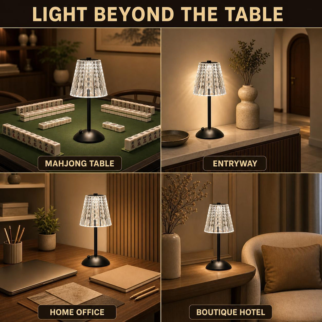 Small Black Cordless Table Lamp Rechargeable for Kichen Countertop Dining