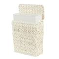 Wicker Trash Can with Lid & Liner, Small Bathroom Waste Basket, Cream White