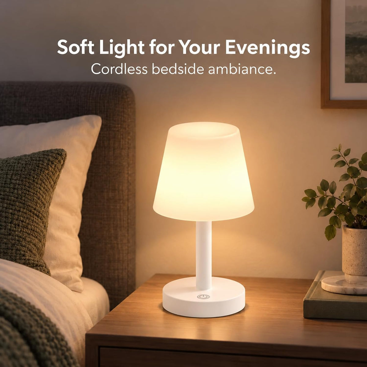 Mini Rechargeable Table Lamp, IP54 Cordless Shower Light, White, 1 Pack