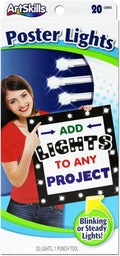 ArtSkills White Poster Lights, Poster Board Decorations, Sign Making & Science Fair Board Supplies, Battery-Operated String Light Kit, 20 Lights