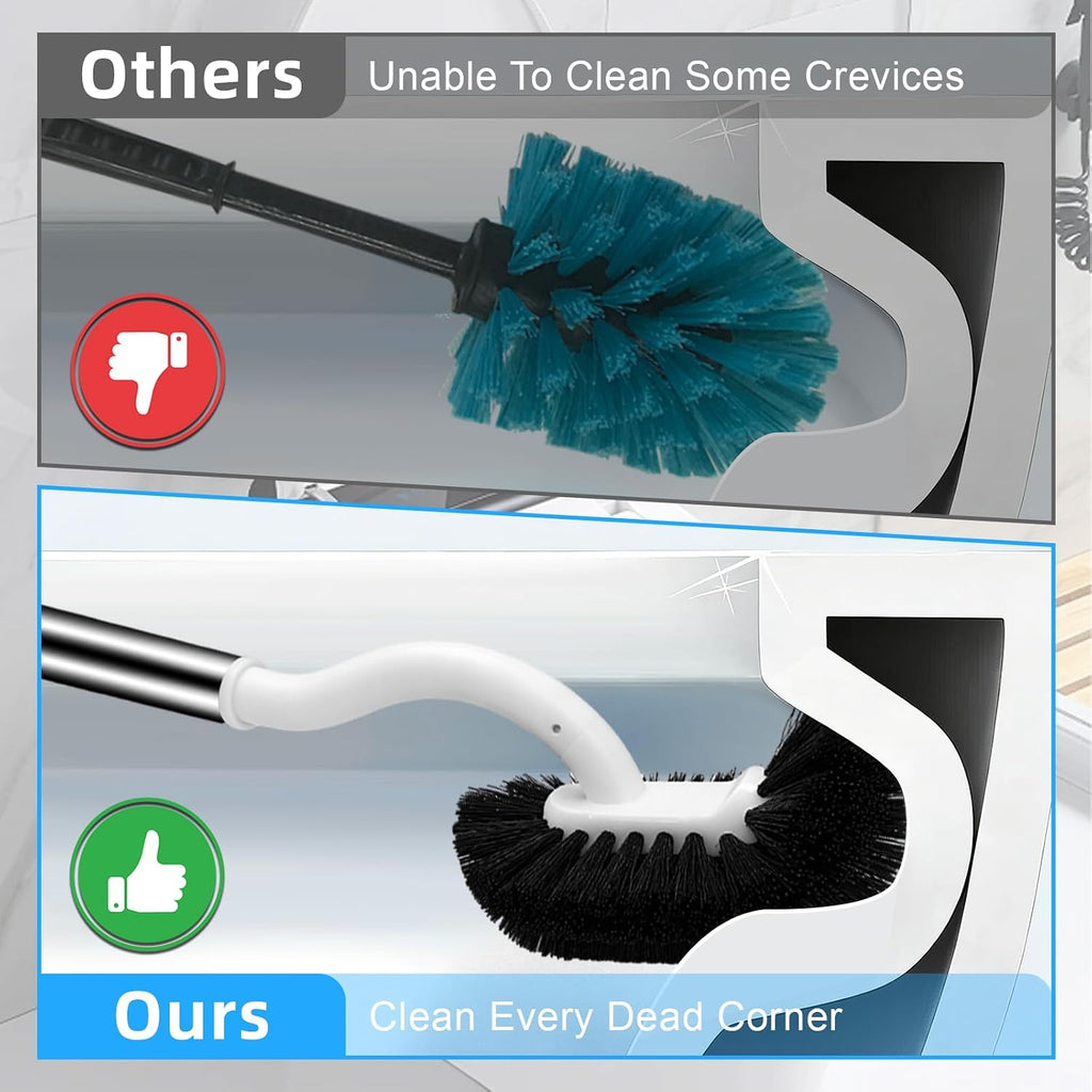 AONEZ Toilet Brush Set, Deep Under-Rim Cleaning, Vented Holder, White