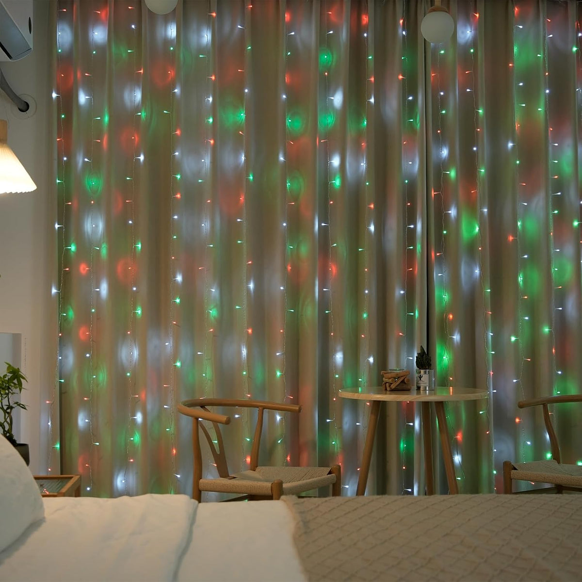 JMEXSUSS 300LED Red White and Green Christmas Curtain Lights with Remote
