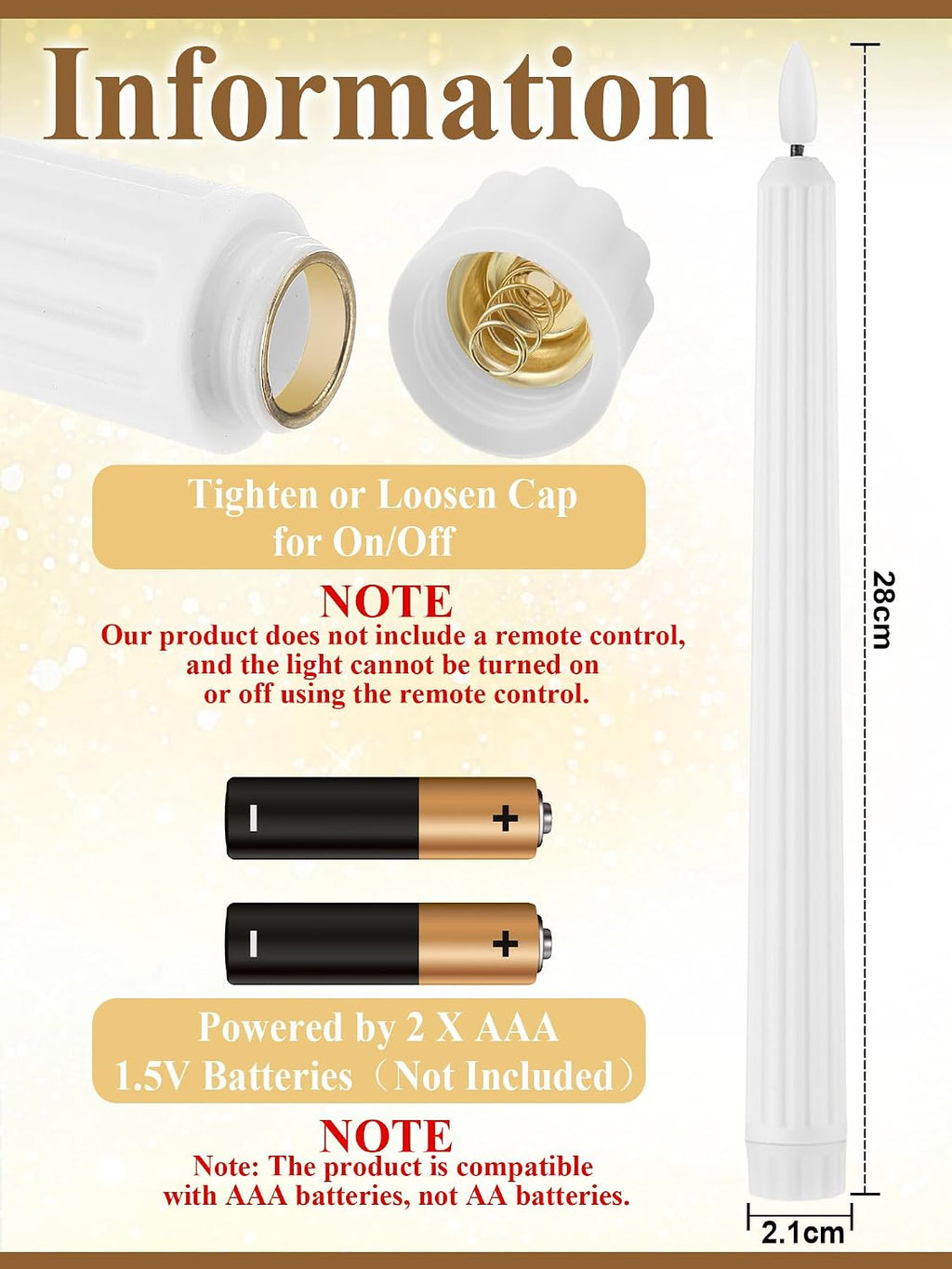 Treela 72 Pcs Flameless LED Taper Candles Bulk 11 Inch,Fluted,White