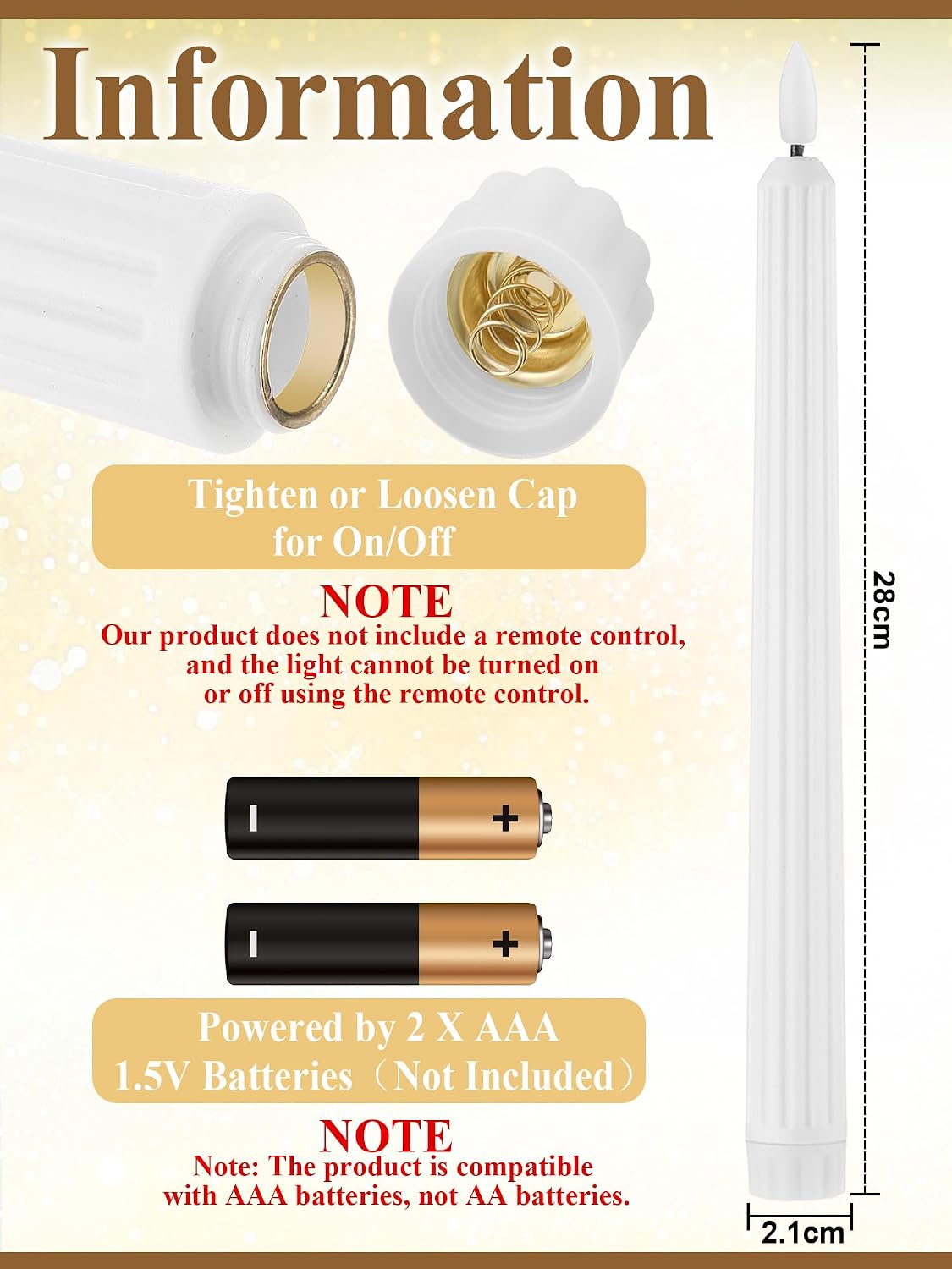 Treela 72 Pcs Flameless LED Taper Candles Bulk 11 Inch,Fluted,White