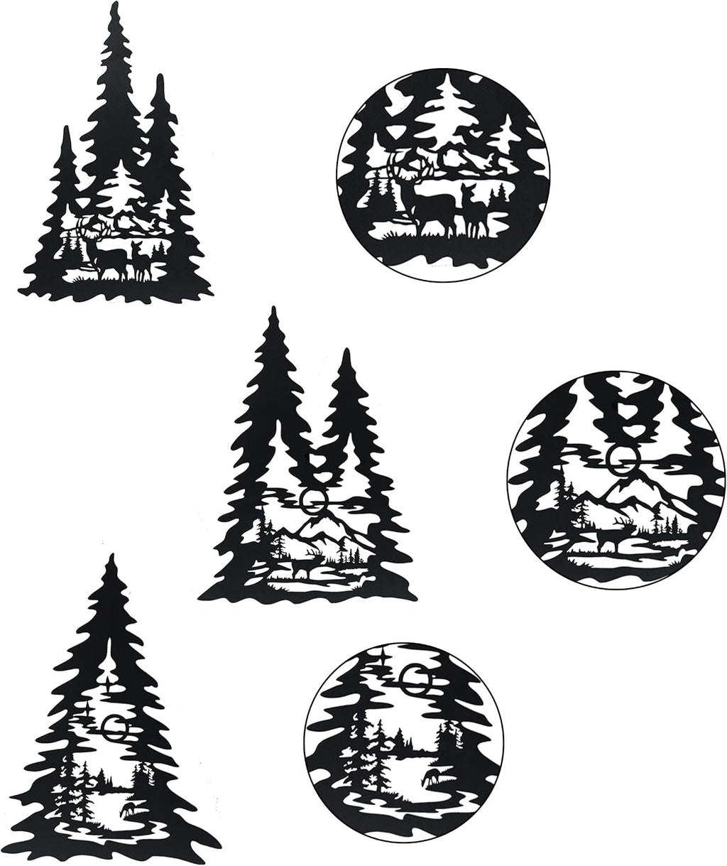 J-Fly Metal Pine Wall Art, Black Forest Autumn Hunting Valentine Decor, Outdoor Metal Wall Art for Kitchen, Bedroom, Fireplace, Winter Gifts 15 Inch