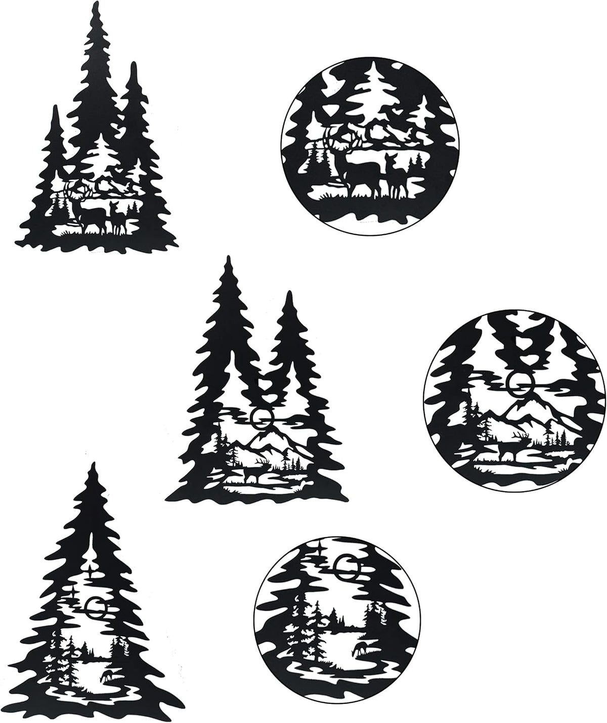 J-Fly Metal Pine Wall Art, Black Forest Autumn Hunting Valentine Decor, Outdoor Metal Wall Art for Kitchen, Bedroom, Fireplace, Winter Gifts 15 Inch