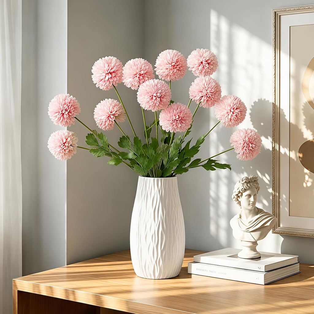 Artificial Flowers Faux Mums, Real Looking Flores Artificiales Para Decoration, Faux Flowers Silk Chrysanthemum -28.34'', Pink Flowers Artificial for Decoration Indoor, Table Centerpieces(4, Pink)