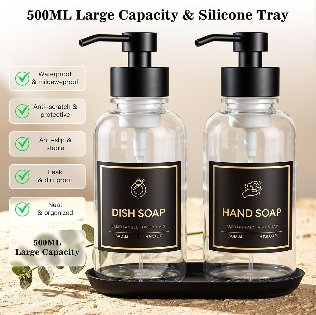 16.9 Oz Clear Glass Foaming Soap Dispenser, 2 Pack(Clear)