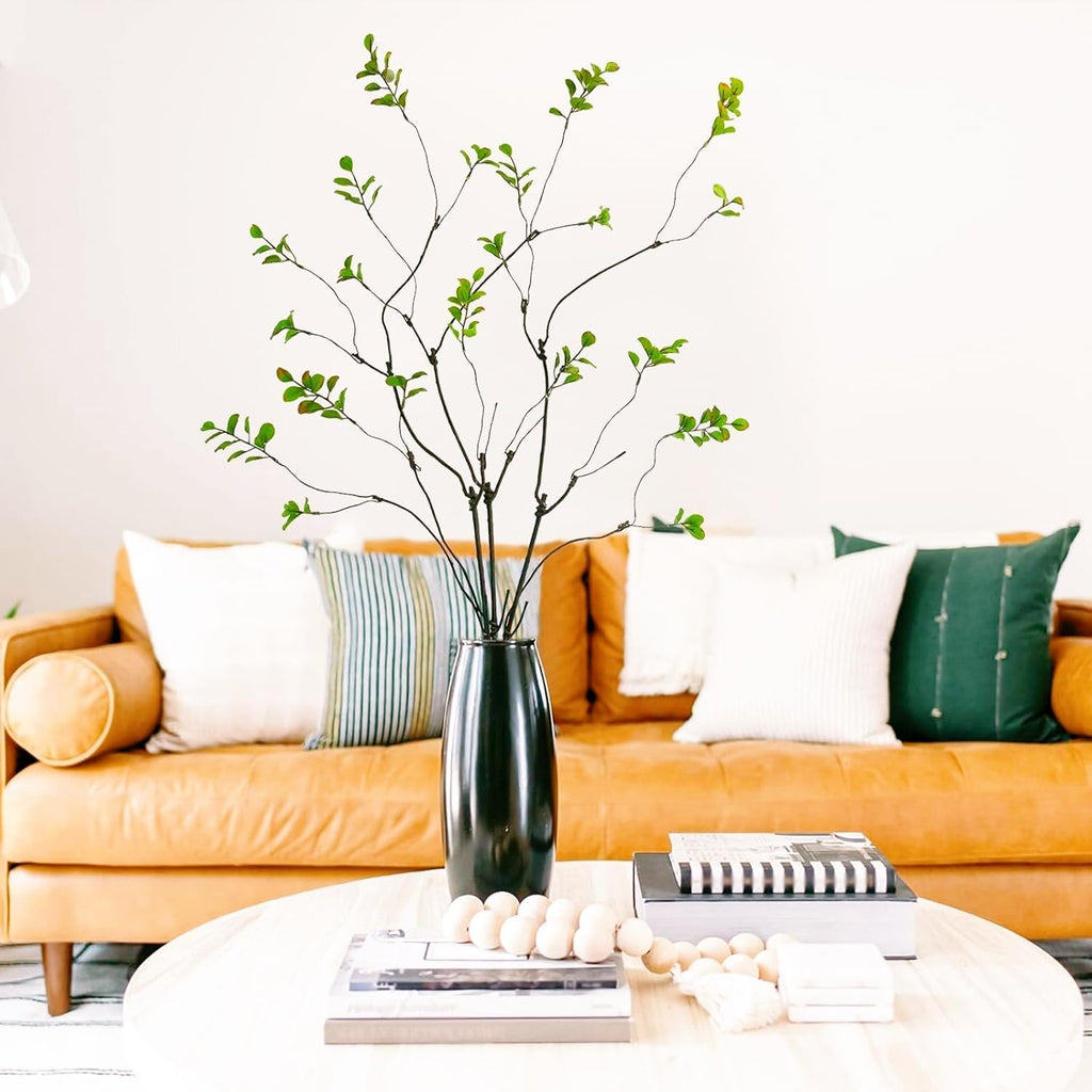 4 Pcs Artificial Ficus Branches Faux Eucalyptus Stems, 47.2 Inch Fake Greenery Stems Realistic Touch Faux Branches for Vase for Office Home Wedding Vase Filler Decoration