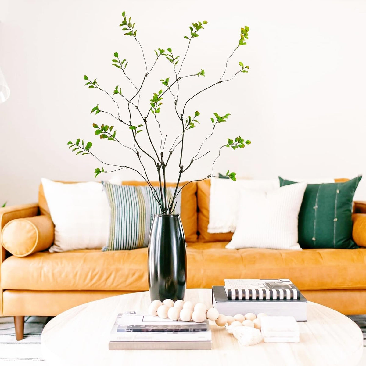 4 Pcs Artificial Ficus Branches Faux Eucalyptus Stems, 47.2 Inch Fake Greenery Stems Realistic Touch Faux Branches for Vase for Office Home Wedding Vase Filler Decoration