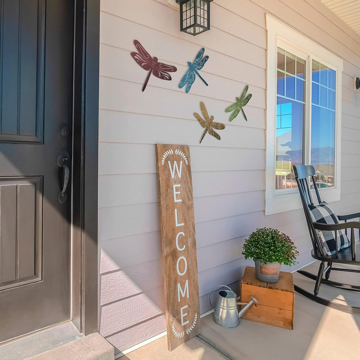 Teling 4 Pcs Metal Dragonfly Wall Art Decor for Modern Farmhouse Home