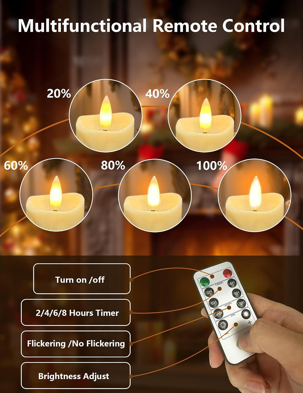 Rechargeable Flameless Tea Light Candles Set of 6 with Remote Timer,LED Flickering Votive Candles,USB-C Battery Operated Tealights for Wedding Centerpieces,Christmas Decor,Parties,Home&Daily Use