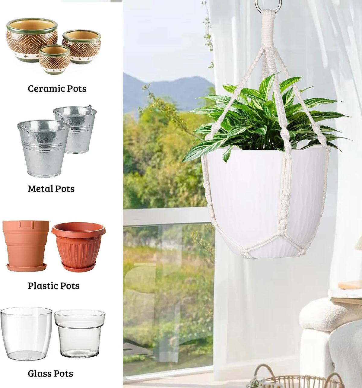 garini 2 Pack 20Inch Macrame Plant Hanger Rope to Hang Flower Pot Plant