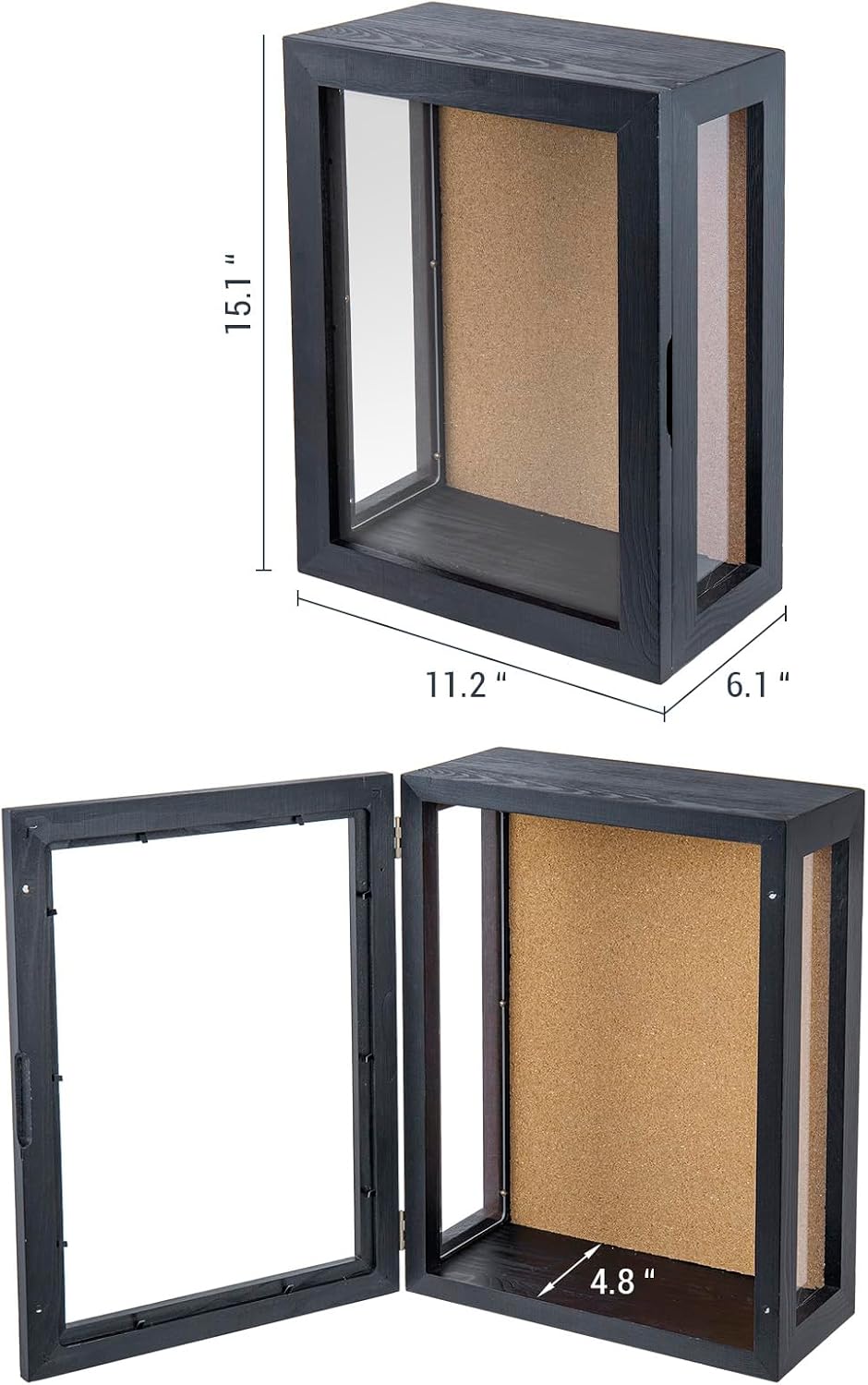 MyGift Black Wood Wall Mounted Shadow Box, 11x15 Inch Enclosed Display Case