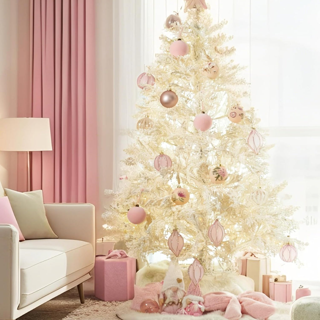 DN DECONATION Christmas Tree Decorations Ball, Pink Glass Christmas Ball