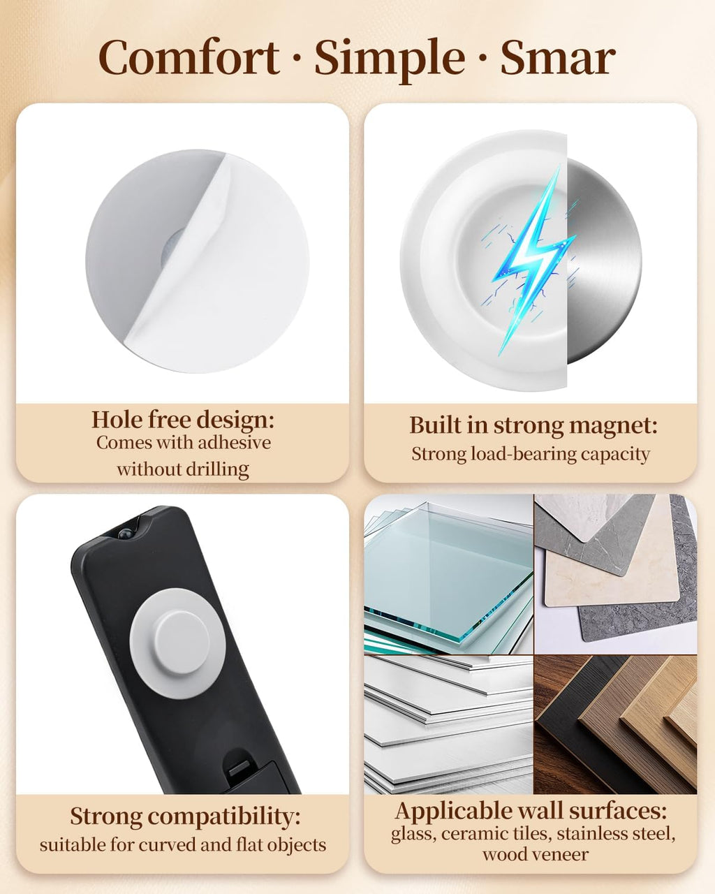 6 Pack Magnetic Remote Control Holder Wall Mount, RV Accessories