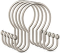 OEH Shower Curtain Hooks, 12 Pcs Minimalist Shower Curtain Rings, Metal Shower Curtain Hangers, Double Hook Shower Curtain Hooks Rust Proof, Smooth Sturdy Shower Hooks for Shower Curtain, Matte Nickel