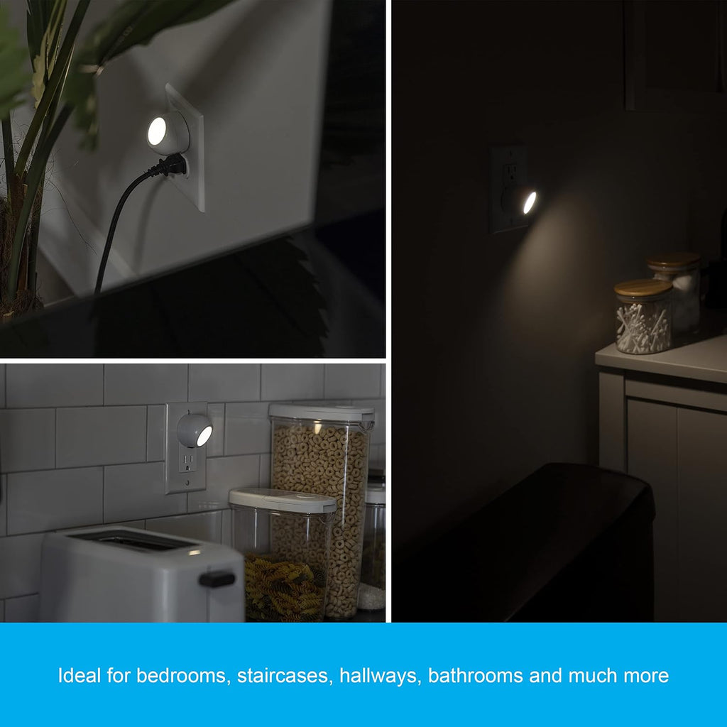 GE Plug in Night Light, Dusk to Dawn Sensor, 360-Degree Rotation, 2 Pack