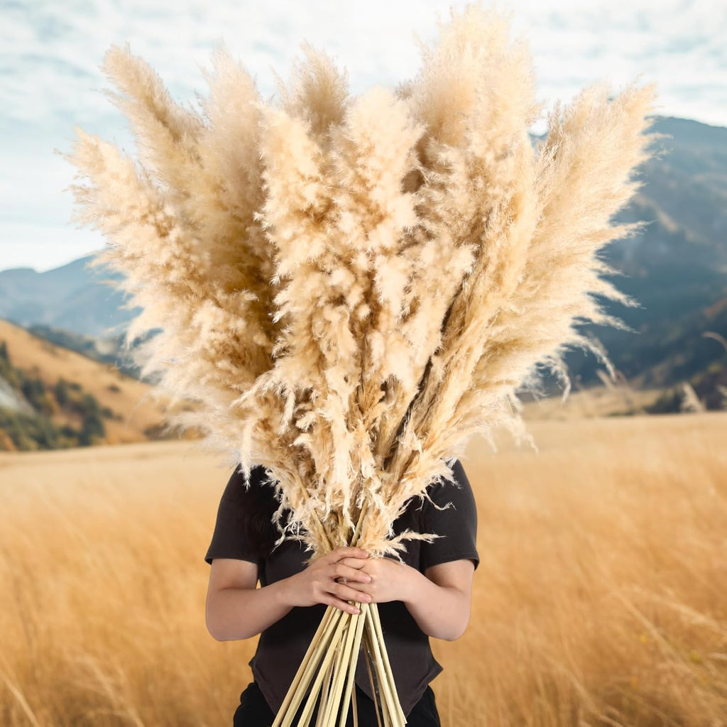 120 Stems Dried Pampas Grass Decor, Large Pampas Grass for Tall Floor Vase