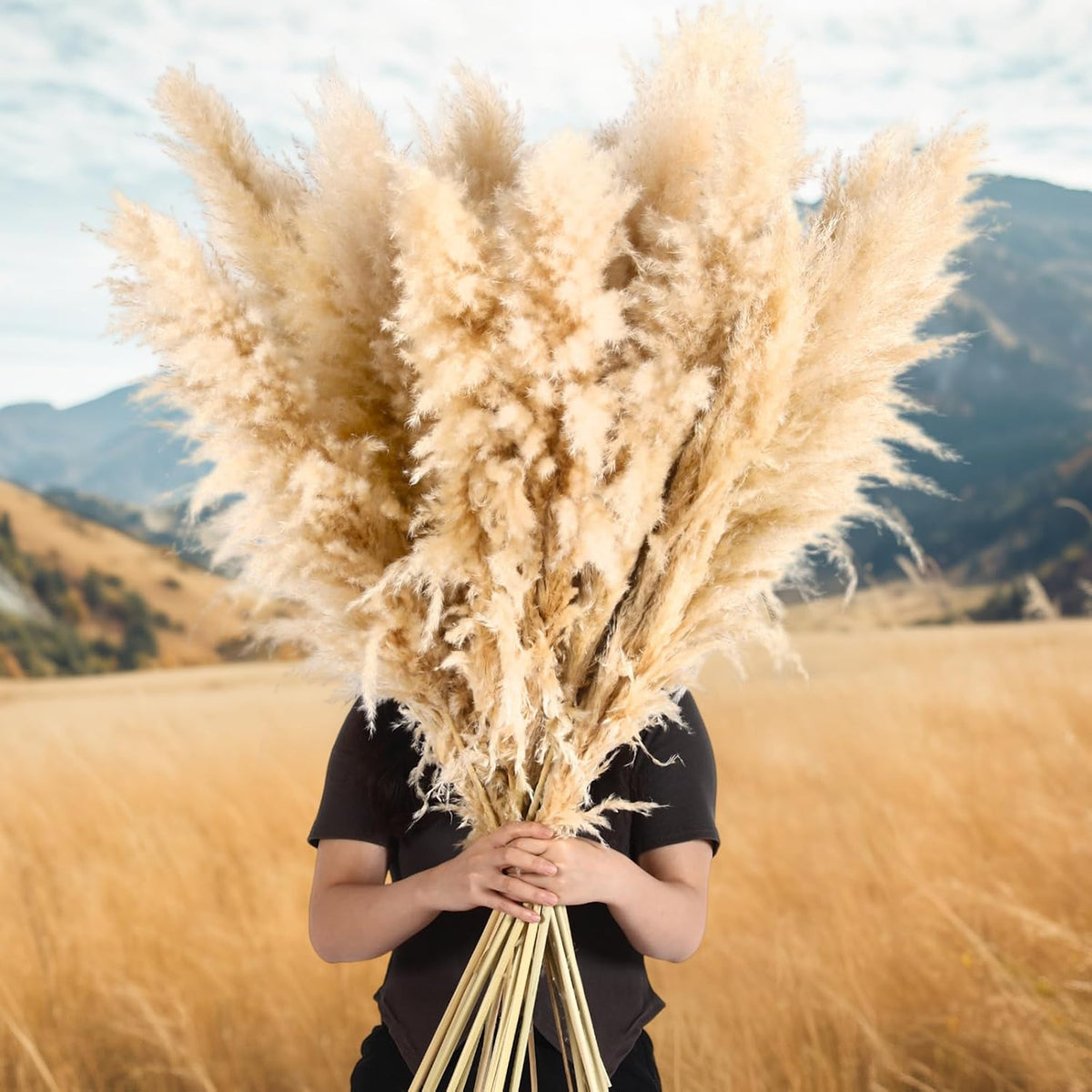 120 Stems Dried Pampas Grass Decor, Large Pampas Grass for Tall Floor Vase