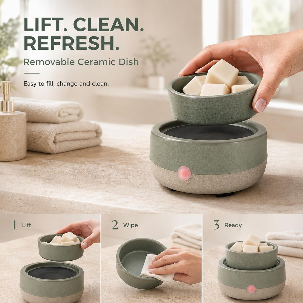 Candle Wax Melt Warmer with Timer Ceramic Electric Wax Melt 4-in-1 Oil Burner Adjusting Temperature Fits Yankee Large Jar Scented Candle for Home Decor Birthday Gifts for Women Mom Grandma Girls Green