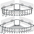 Shower Shelf for Inside Shower, Shower Shelf Corner, Shower Corner Caddy, Adhesive Shower Caddy, Shower Wall Caddy, Stainless Steel Shower Caddy Suction No Drill 2 Pack Silver