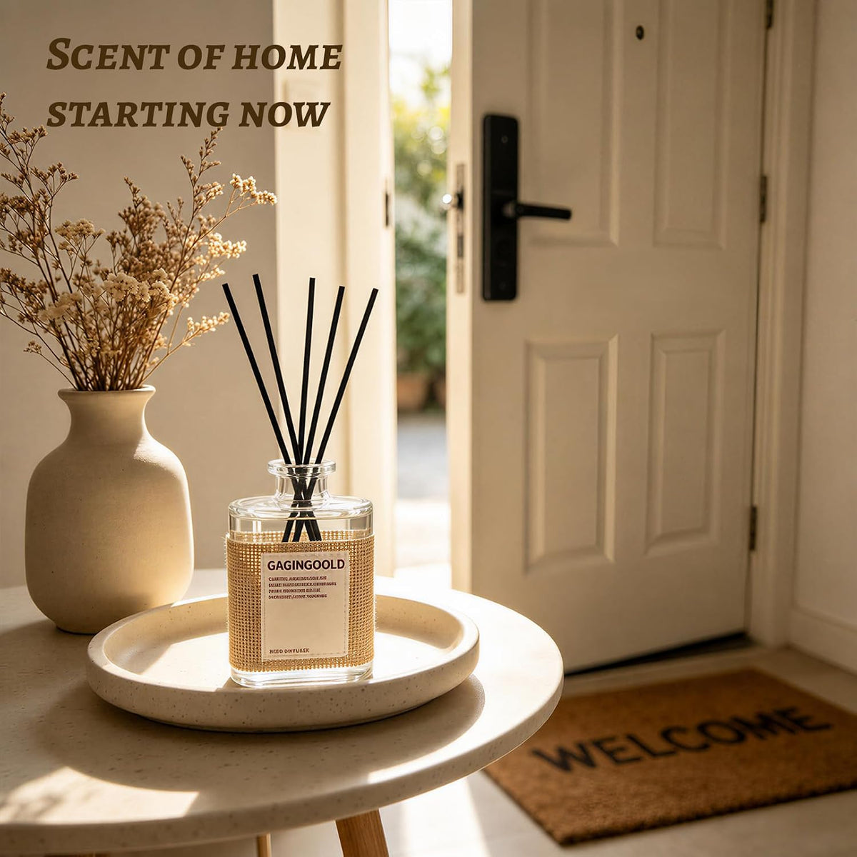 Fresh Linen Scent Reed Diffuser Set with 10 Diffuser Sticks, 5.1 oz