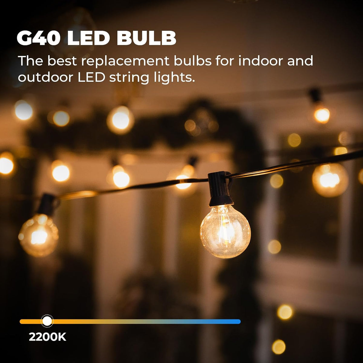 GvvooHome 36 Pack LED G40 Replacement Bulbs for String Lights, Warm White
