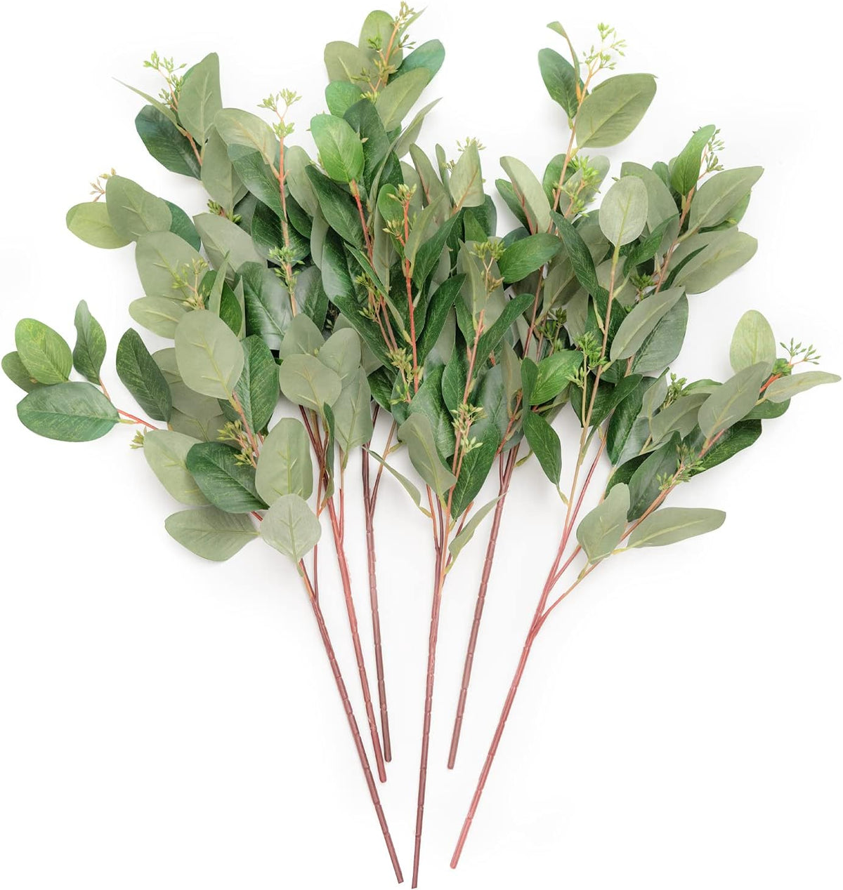 Ling's moment Artificial Eucalyptus Seeds Branches, 6Pcs, 23" Tall