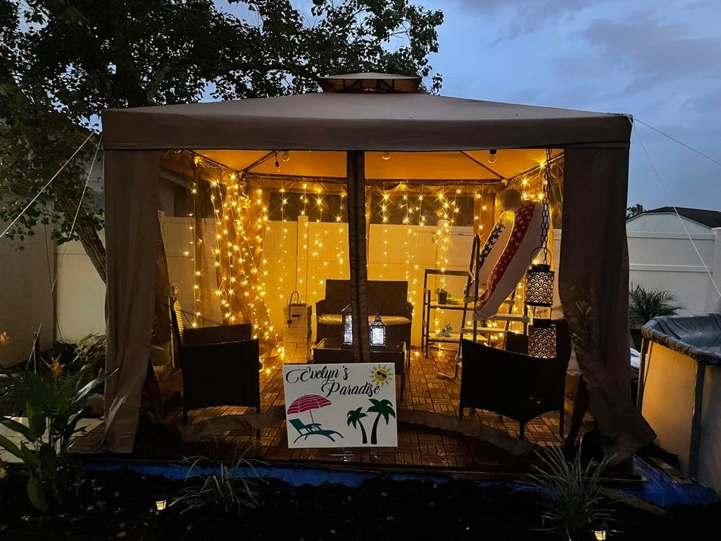 Lighting EVER 594 LED Curtain Lights, 20×10 ft Plug in Hanging Fairy Lights