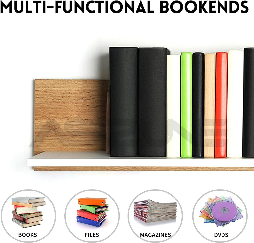 Book Ends 2Pair Wooden Heavy Duty Non Slip Book for Shelf Books & Media