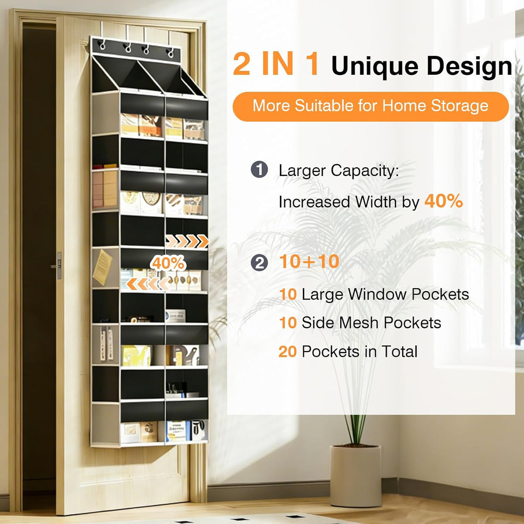 Over The Door Storage Organizer 5 Tiers Extra Large Heavy Duty Oxford Black