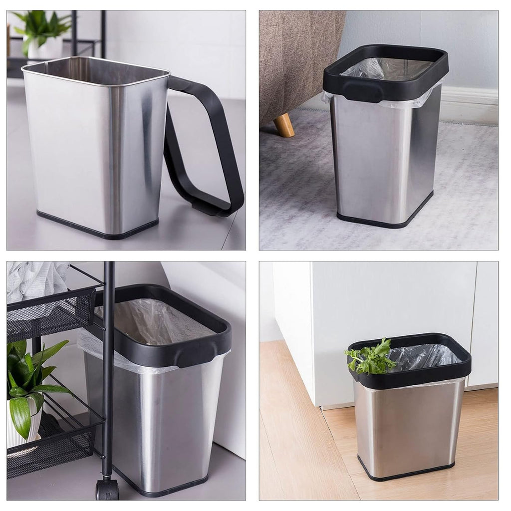 TooCust 2 Pack Stainless Steel Trash Can 3 Gallon, Open Top Trash Can, 8" x 11" x 13", Rectangle Rubbish Bin, Slim and Narrow, No Lid Small Wastebasketfor Kitchen, Bathroom, Living Room, Office