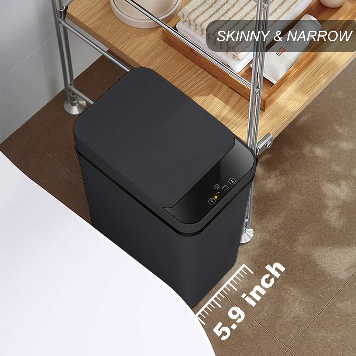 2 PACK - Touchless Bathroom Trash Can - Skinny Motion Sensor Trash Bin