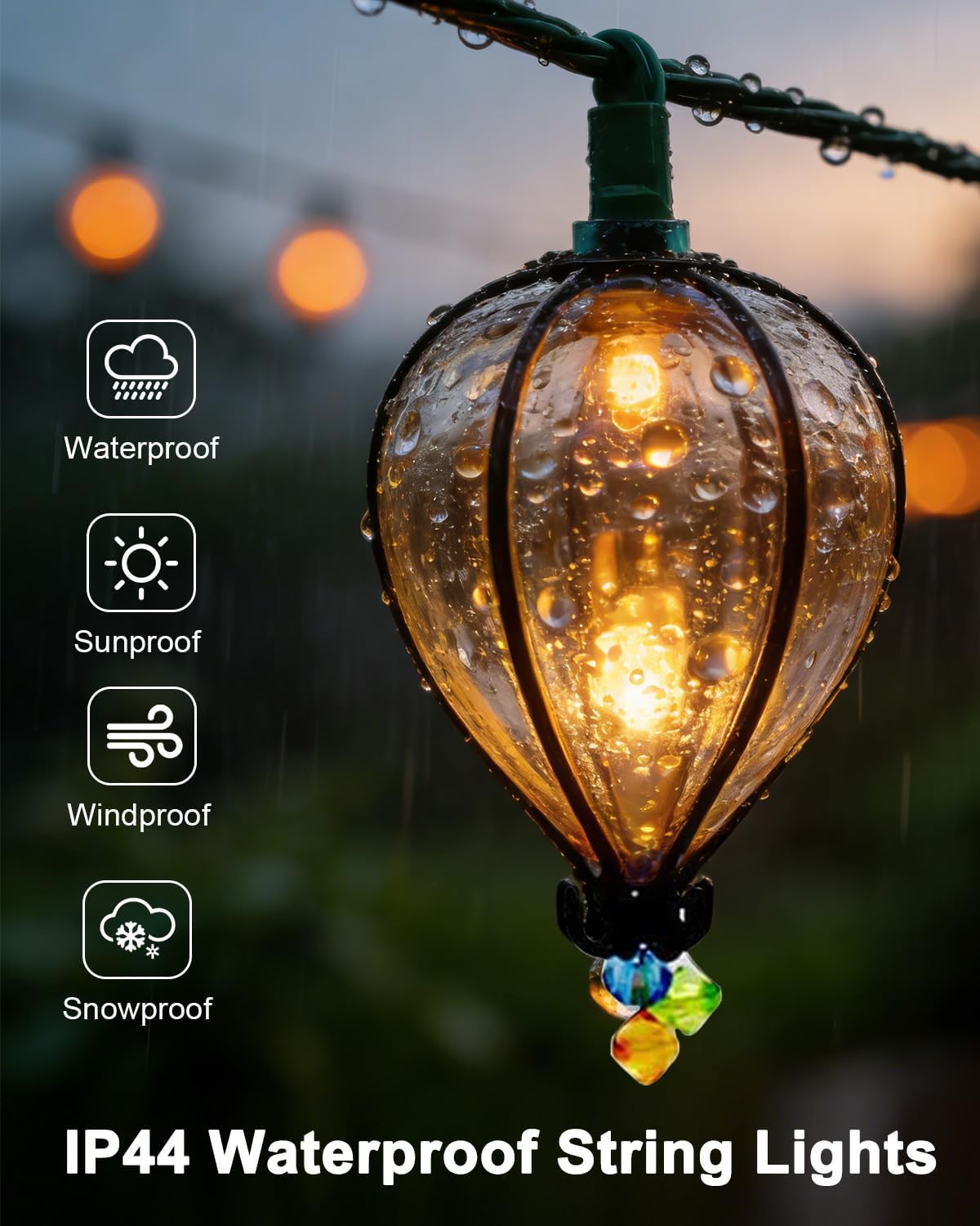 11FT Multicolor Outdoor String Lights, Decorative Patio Lights LED