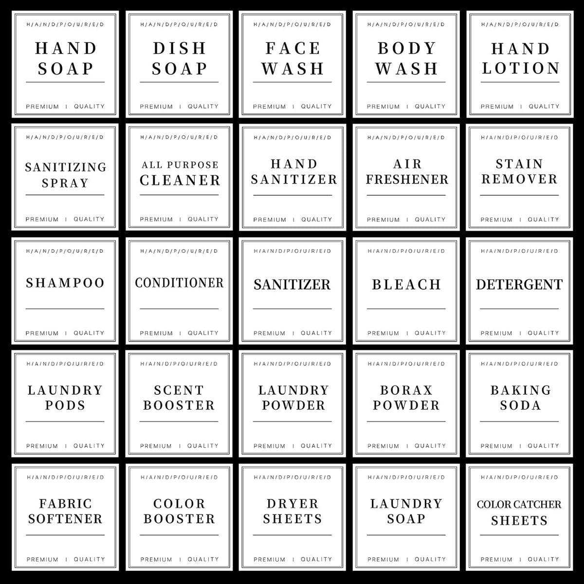 TESWEY 30PCS Waterproof Labels for Bottles, Minimalist Bathroom and Laundry Room Labels Set, Self-Adhesive Labels Stickers for Soap Dispenser and Laundry Jars, Hand Soap Shampoo Conditioner Label