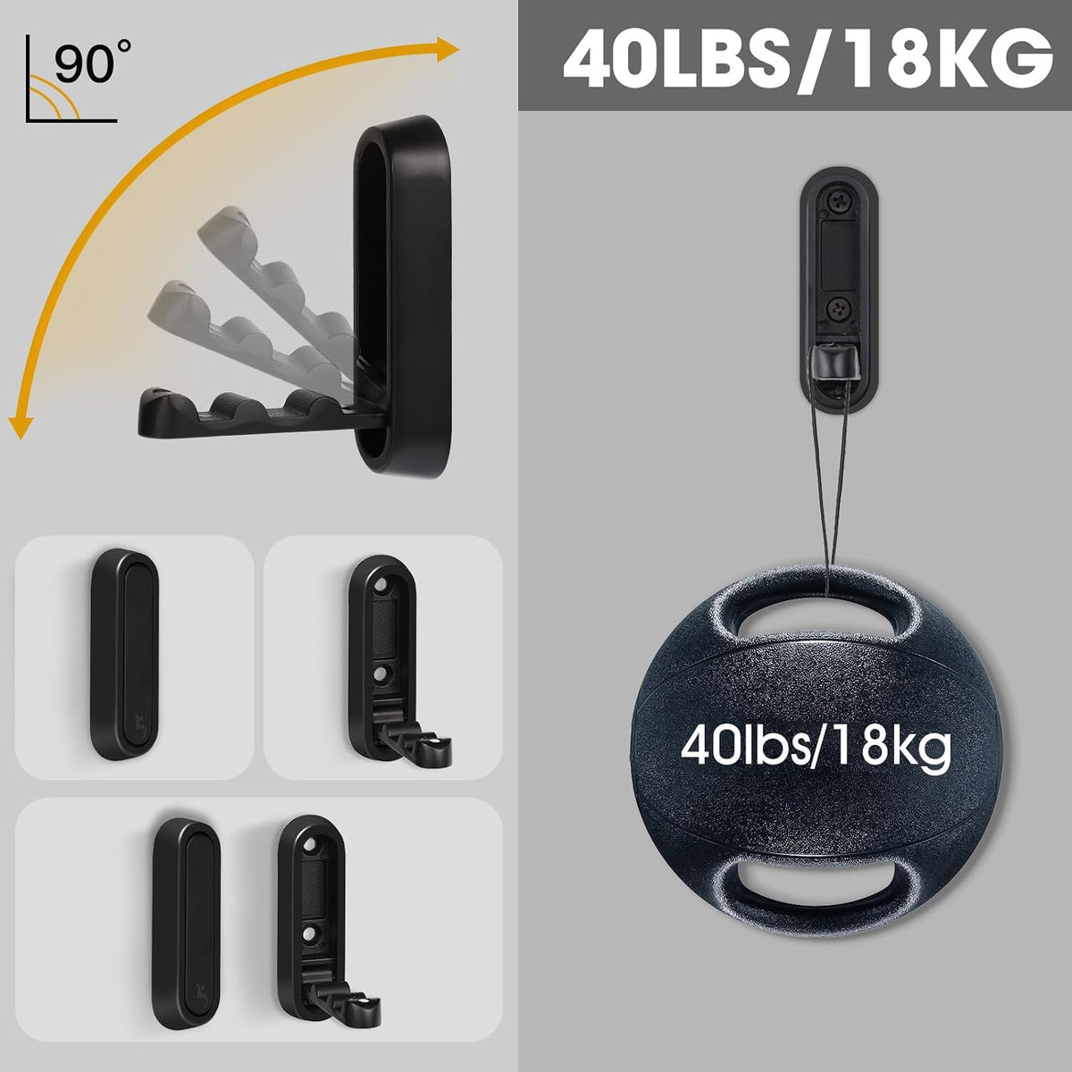 Dntorx Folding Wall Hooks, 2 Pcs Foldable Black Coat Hooks Heavy Duty Foldable Hook Bathroom Towel Hooks Robe Hooks Wall Mounted for Hanging Coat Towels Clothes Hat Bags Keys
