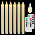 Real Wax Flameless Taper Candles with Remote Timer,Battery Operated LED Candles Set with 3D Flickering Flame,9.6" Ivory Realistic Dripless Candlesticks for Wedding Home Decor,6 Pack