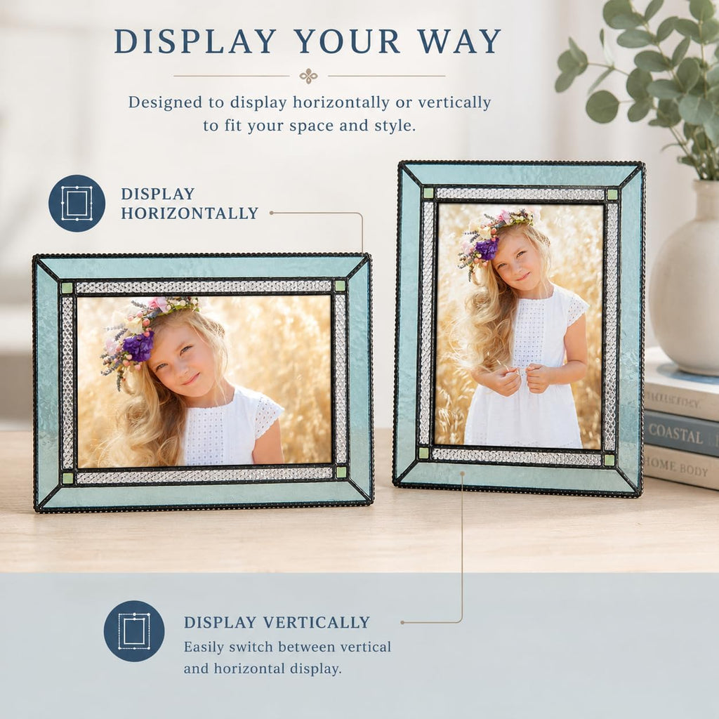 J Devlin Windsor Blue and Green Glass Picture Frame, 5x7 H/V