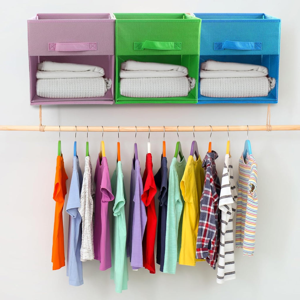 Windyun 8 Pack 11" Collapsible Thick Oxford Fabric Cube Storage Bins Sturdy Foldable Organizer Boxes with Reinforced PP Board, Front Handle & Clear Window for Closet Wardrobe Shelf Cloth Book Baskets