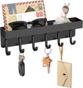 Magnetic Key Holder, Wall Mount Key Rack with Shelf, 9.65 in, Black