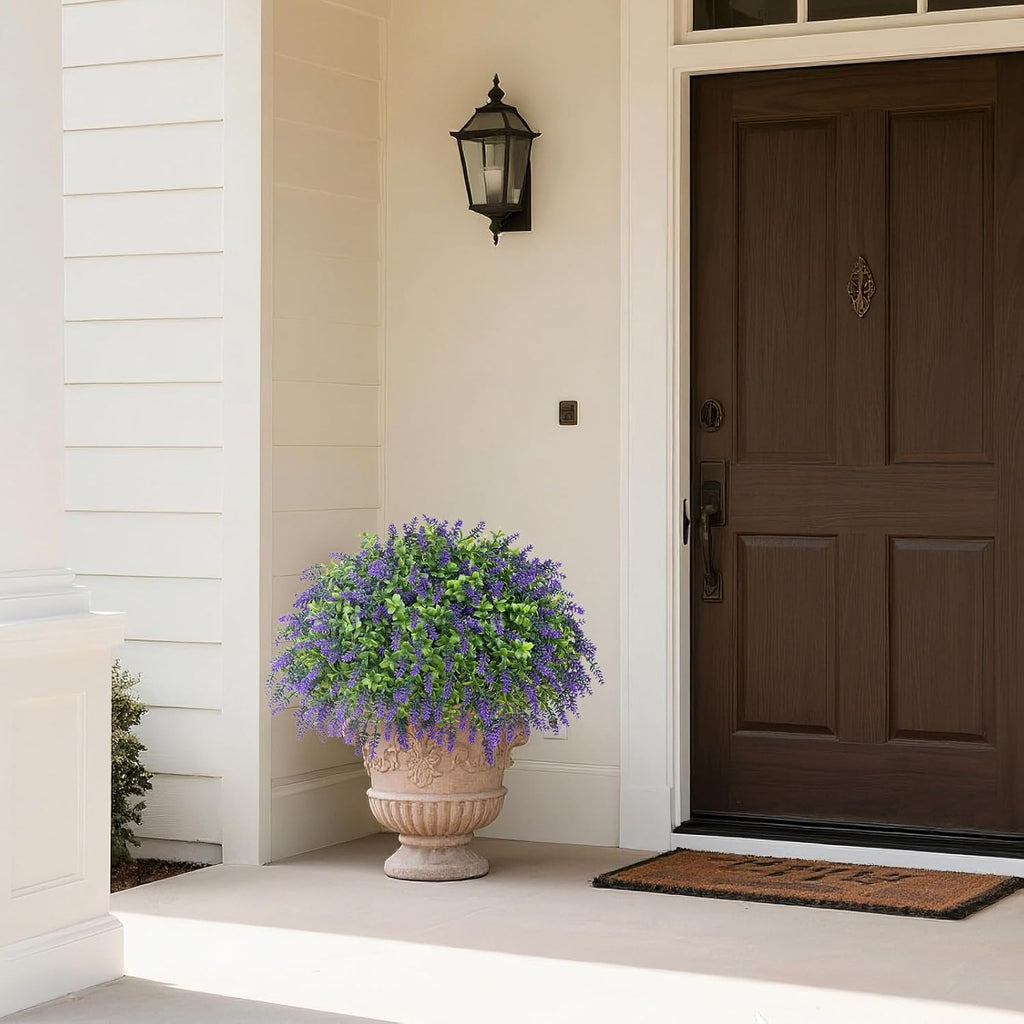2 Set Artificial Boxwood＆Lavender Topiary Ball Tree for Front Porch(Purple)