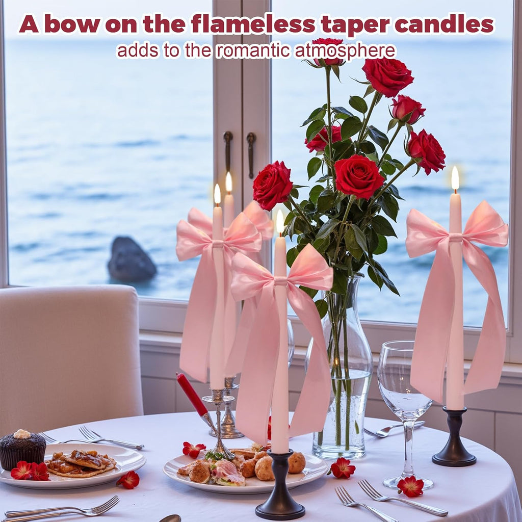 Wondise Pink Flameless Taper Candles with Remote Timer