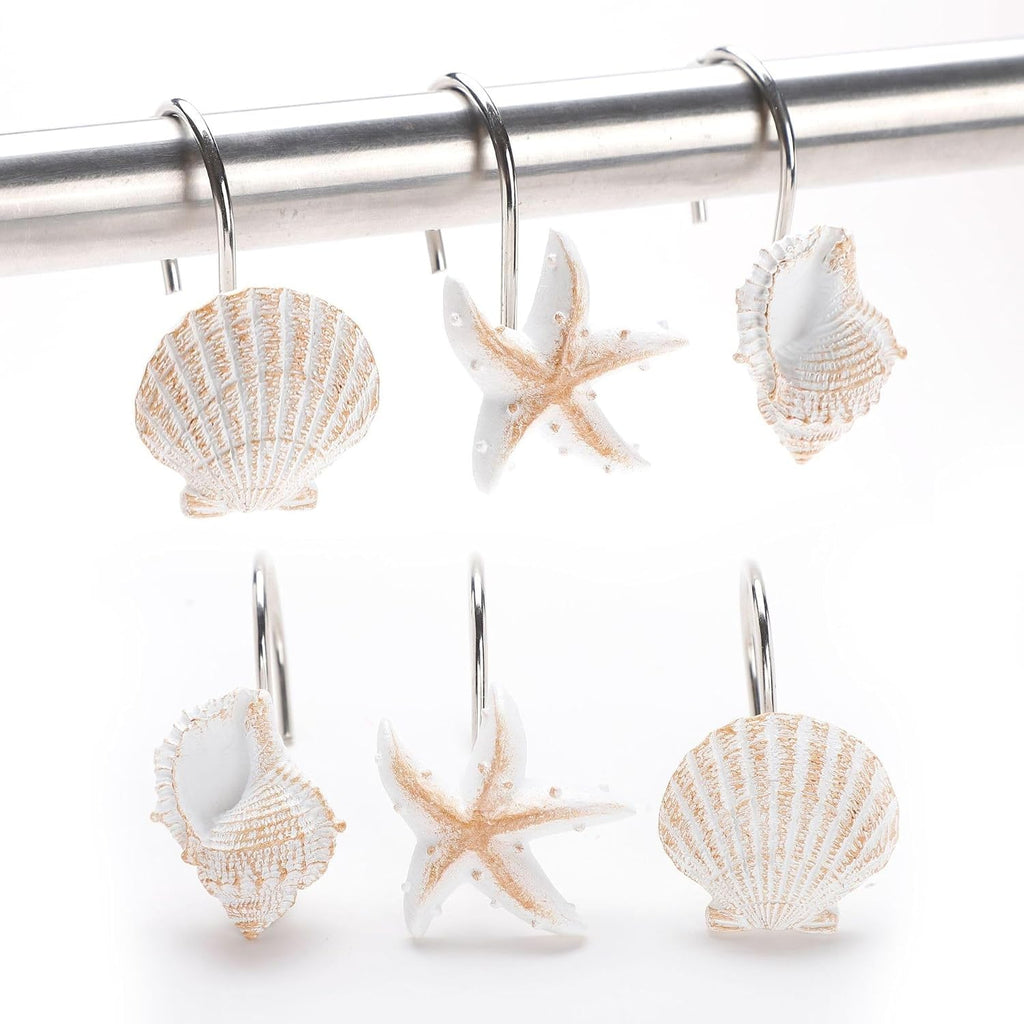 12pc Seashell Shower Curtain Hooks Decorative Resin Hooks for Kids
