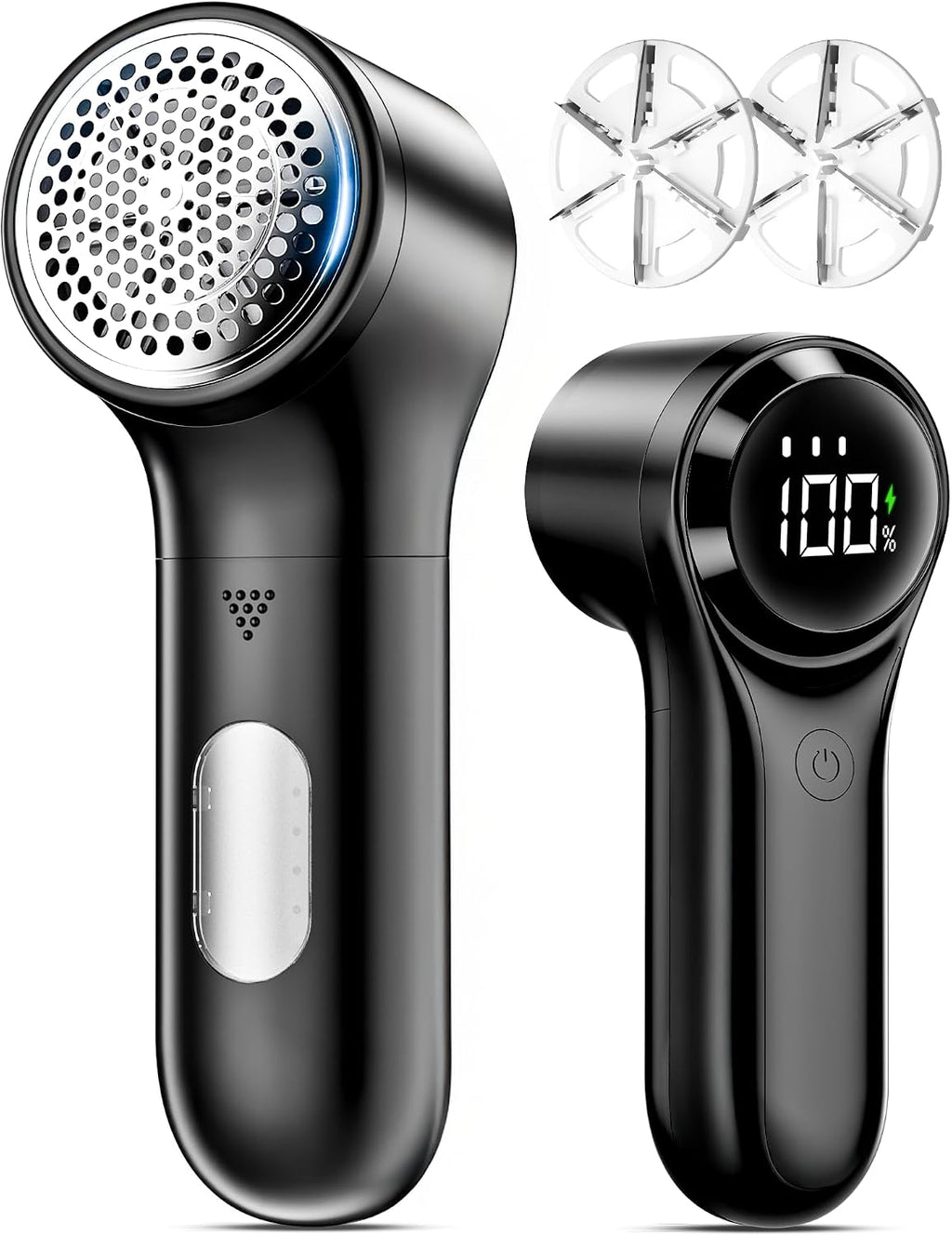 FrSara Fabric Shaver, Rechargeable Lint Remover, 3-Speed Electic Lint Shaver, 6-Blade Sweater Shavers to Remove Pilling, Battery Powered with LED Display for Furniture,Clothes, Upholstery, Black
