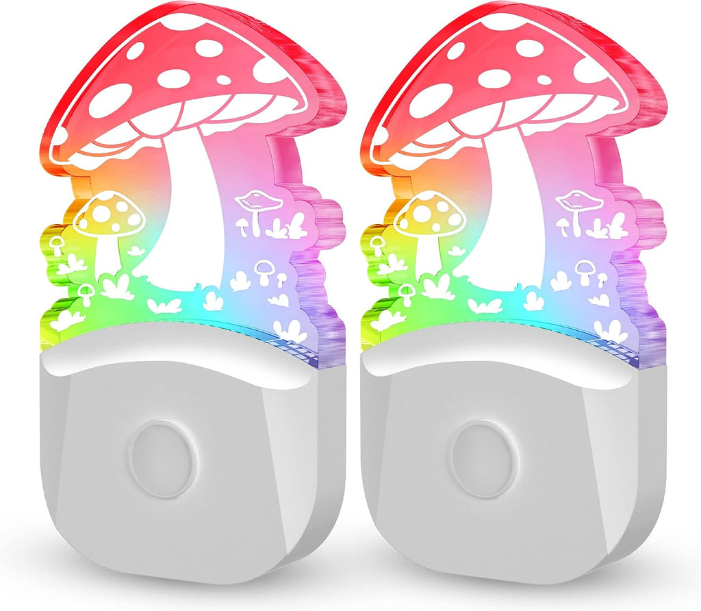 DORESshop Mushroom Night Light [2 Pack],Plug in Night Light,Color Changing