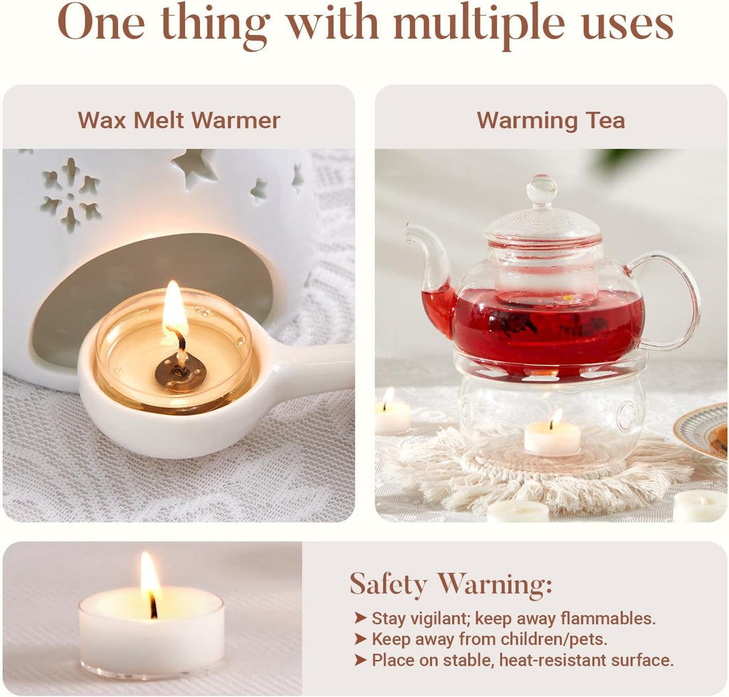 Unscented Soy Tea Lights Candles 100 Pack Bulk,4 Hour Clean Burn Tea Candle
