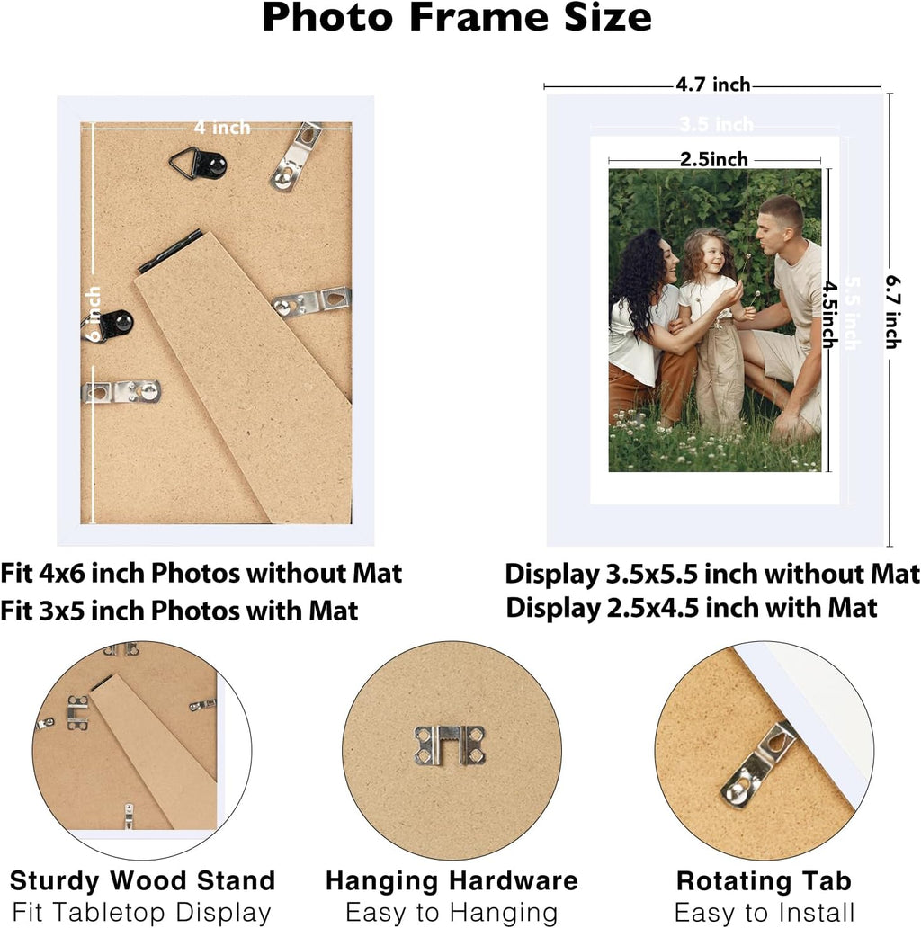 JCJMY 18 Packs 4x6 Picture Frames White, 4x6 Frames Bulk, Gallery Wall Frame Set, 4 by 6 Frame Set of 18, Collage Wall Decor Photo Frames Set for Wall Hanging and Tabletop, White
