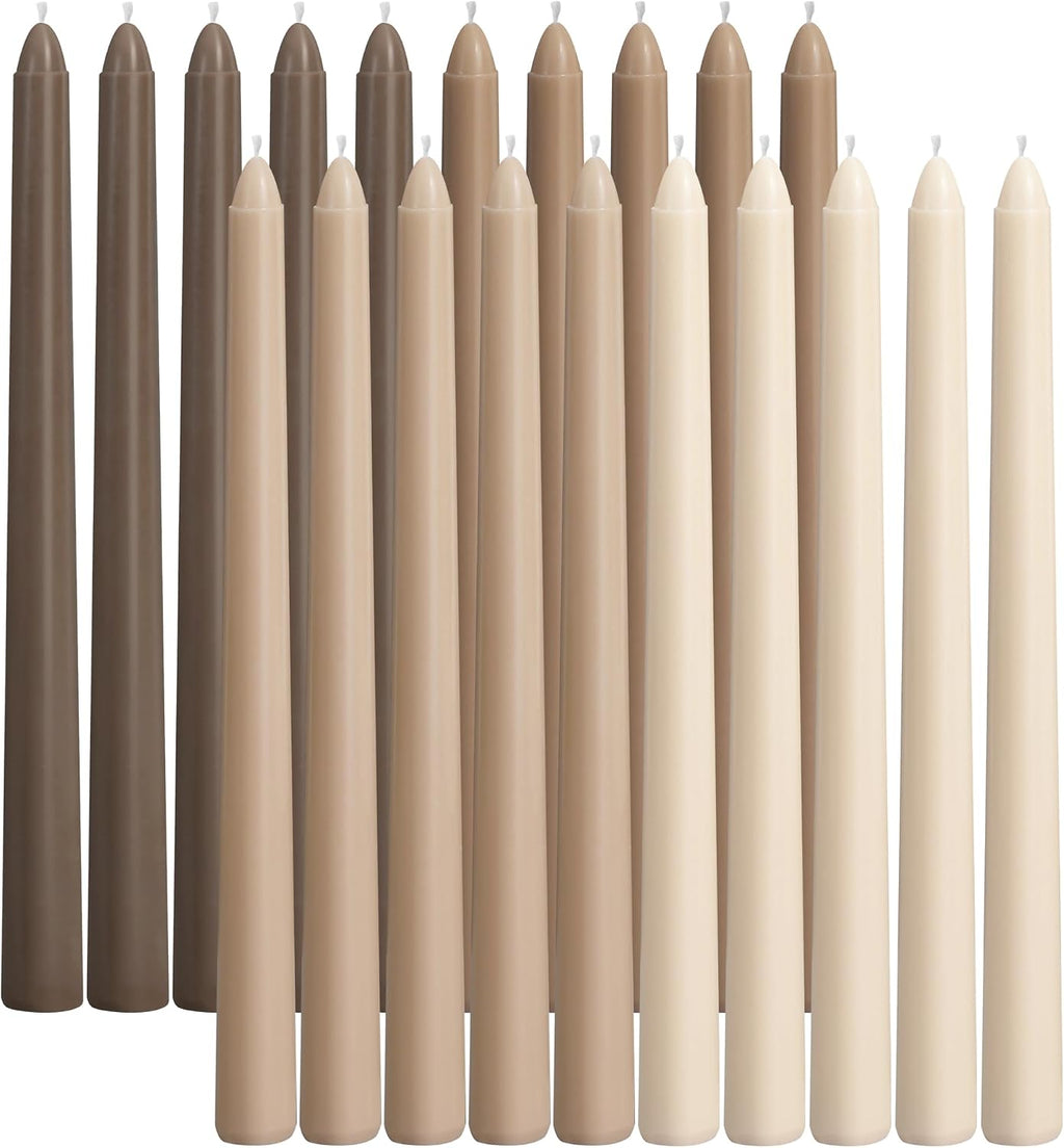 Viyffo 10 Inch Taper Candles-20 Pack Brown, Unscented, Smokeless