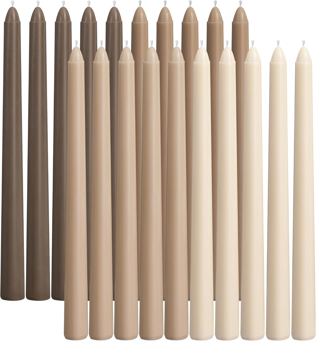 Viyffo 10 Inch Taper Candles-20 Pack Brown, Unscented, Smokeless